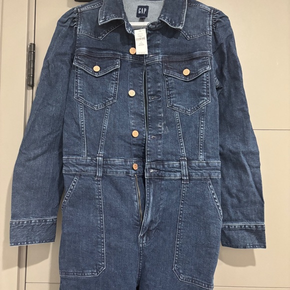 GAP Western Denim Jumpsuit Tall Size 4 - Picture 2 of 4